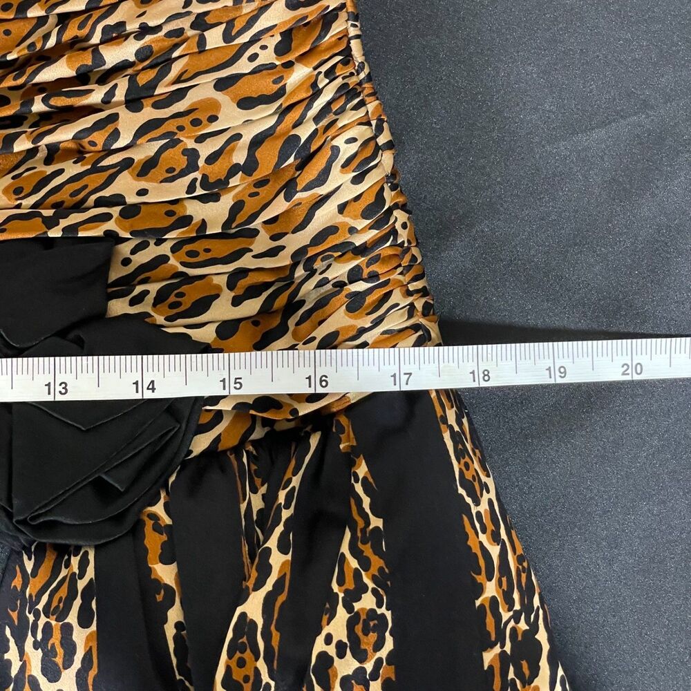 Lillie Rubin Vintage Size 12 - 100% Silk Leopard Print Strapless Tiered Dress - Picture 6 of 7